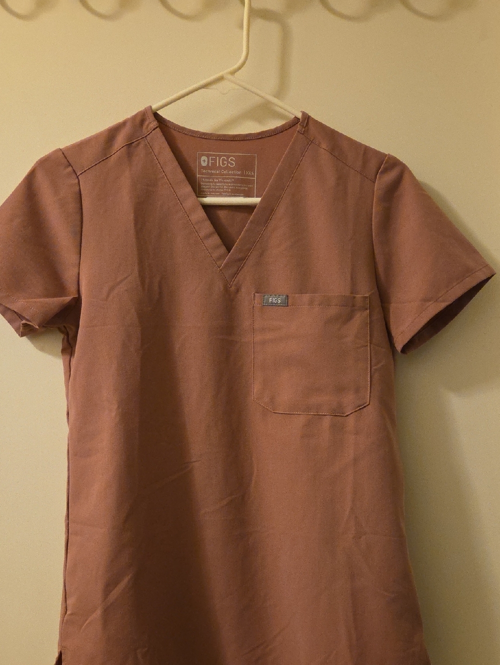 Figs V-Neck Technical Collection Scrub Top in Dusty Rose